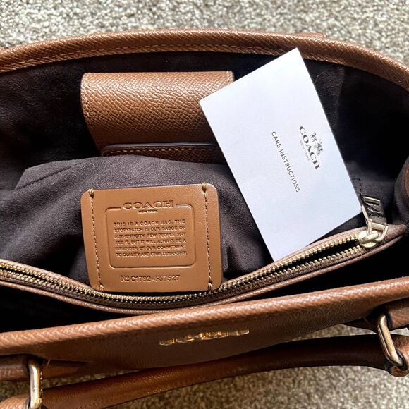 COACH MARGOT CARRYALL CROSSGRAIN LEATHER F57527 SATCHEL CROSSBODY BAG BROWN - Picture 7 of 12